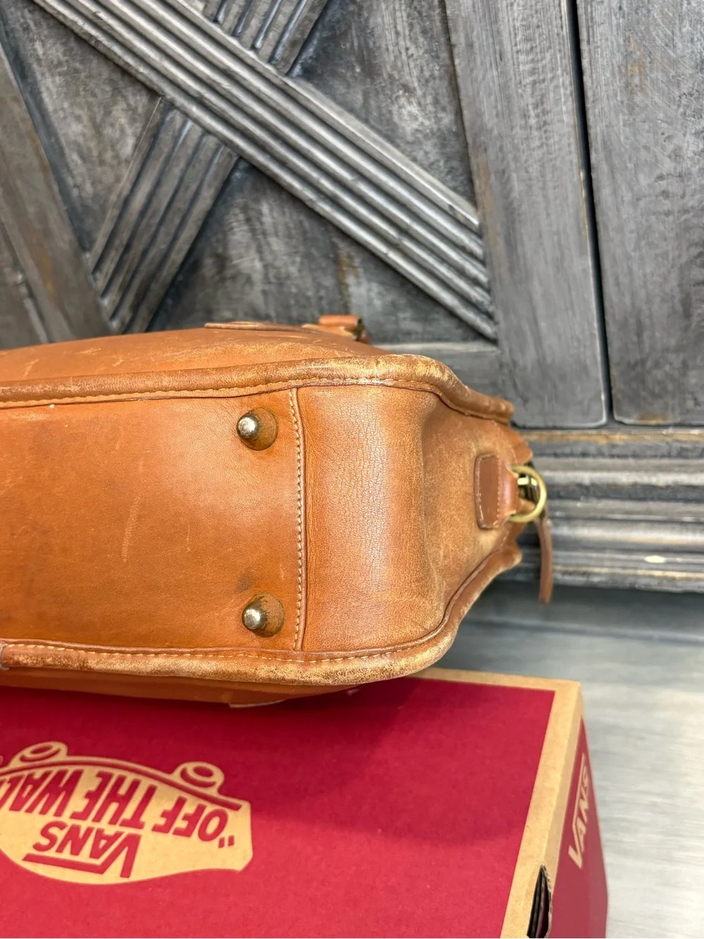Vintage Coach Putty Leather Flight Bag antique